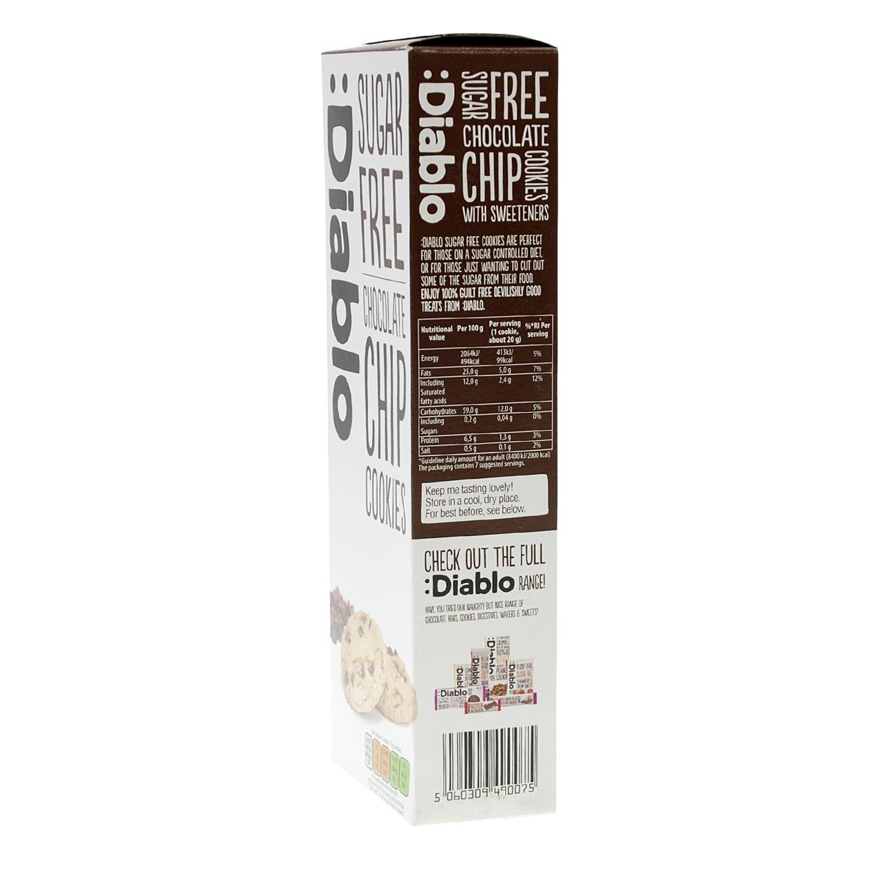 Cookies ohne Zuckerzusatz 130g Chocolate Chip Cookies von Diablo