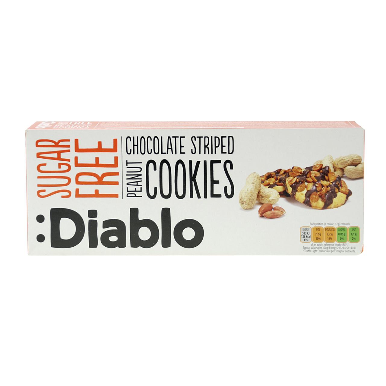 Cookies ohne Zuckerzusatz 150g Chocolate Striped Peanut Cookies von Diablo