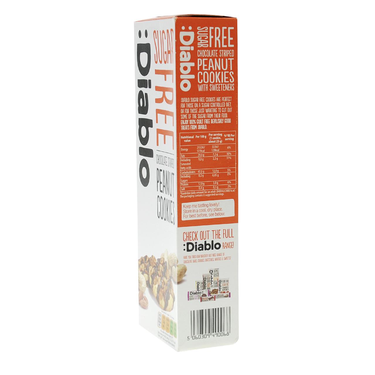 Cookies ohne Zuckerzusatz 150g Chocolate Striped Peanut Cookies von Diablo