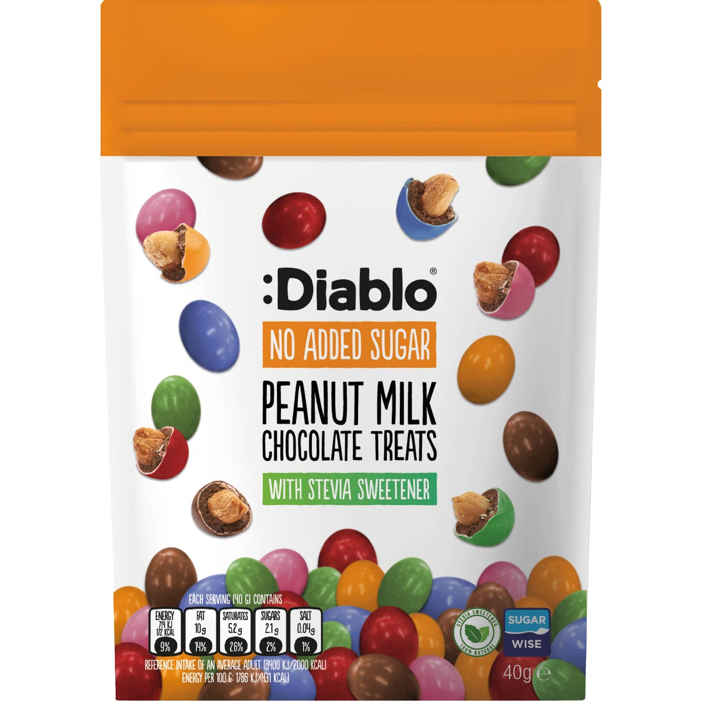 Erdnüsse mit Schokolade ohne Zuckerzusatz 40g Beutel von Diablo