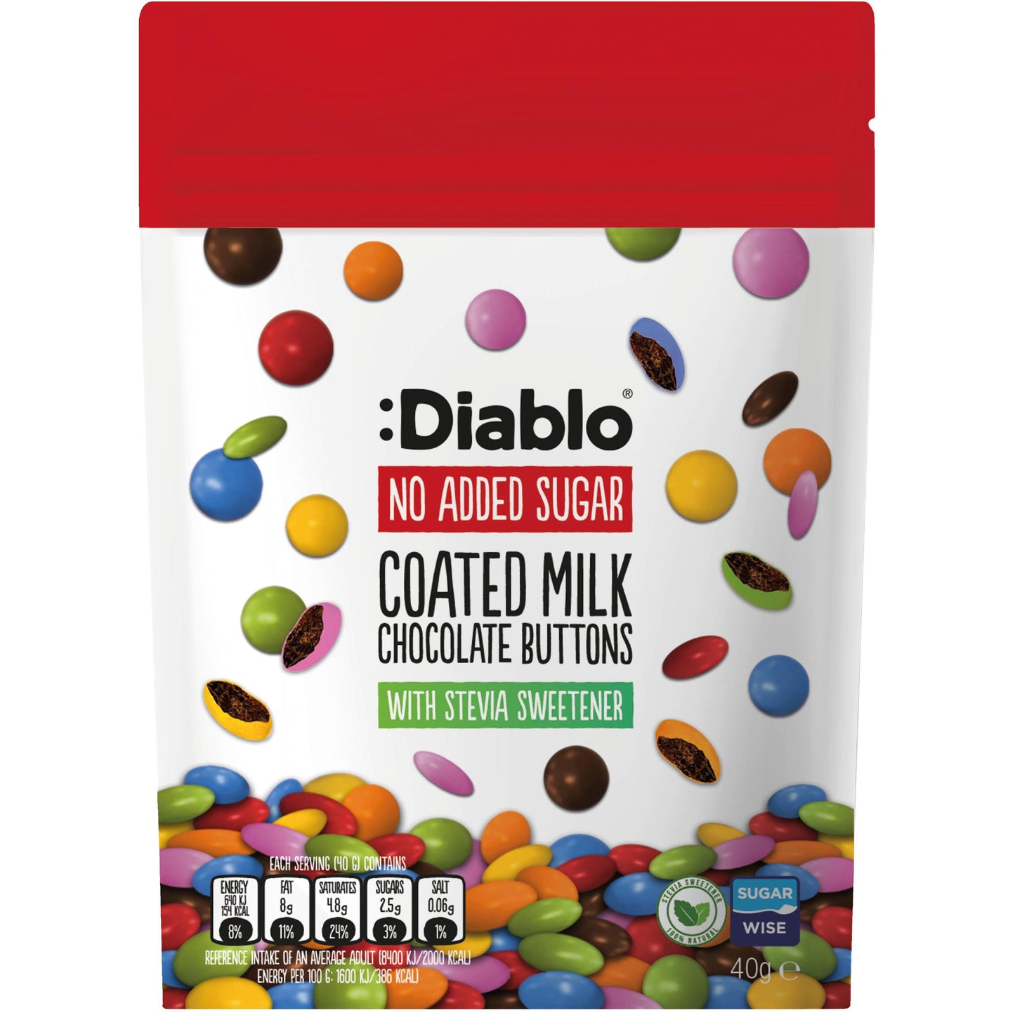 Schokoladelinsen ohne Zuckerzusatz 40g Beutel von Diablo