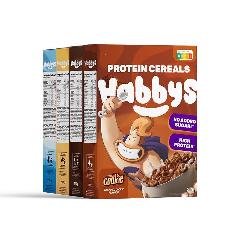 Zuckerarme Cerealien mit Protein 4 x 210g Packung Mix-Pack von Habbys