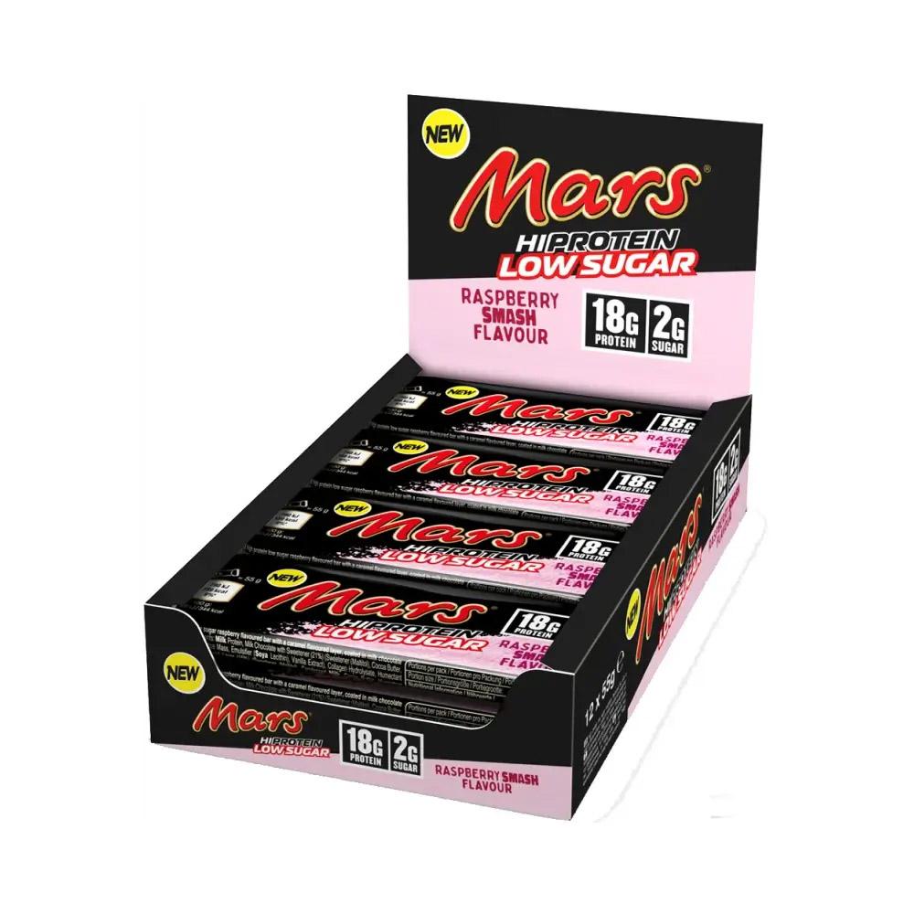 Hi Protein Low Sugar Bar 12 x 55g Karton Raspberry Smash MHD 13.08.2026 von Mars