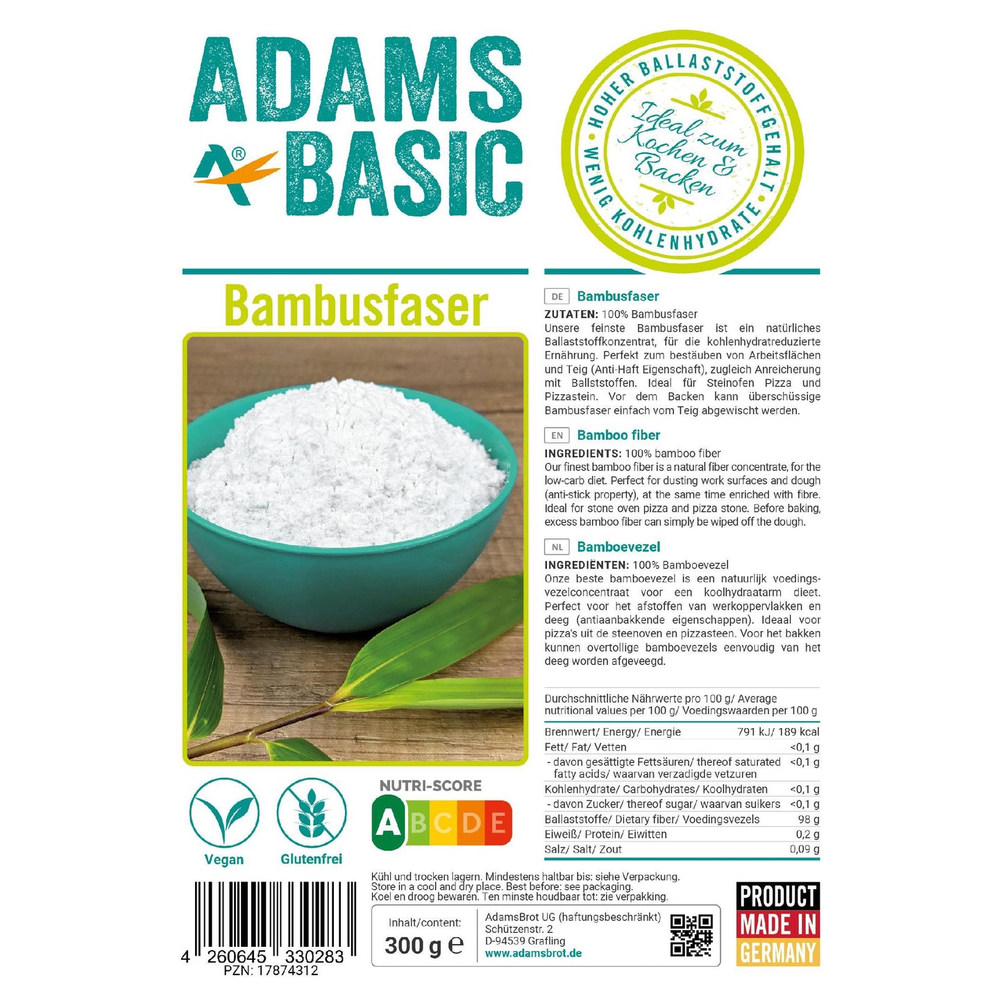 Bambusfaser 300g Beutel von Adamsbrot