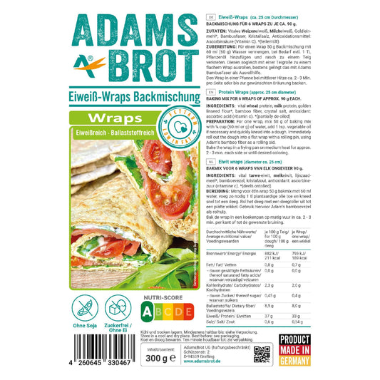 Eiweiß Wraps Backmischung 300g Beutel von Adamsbrot