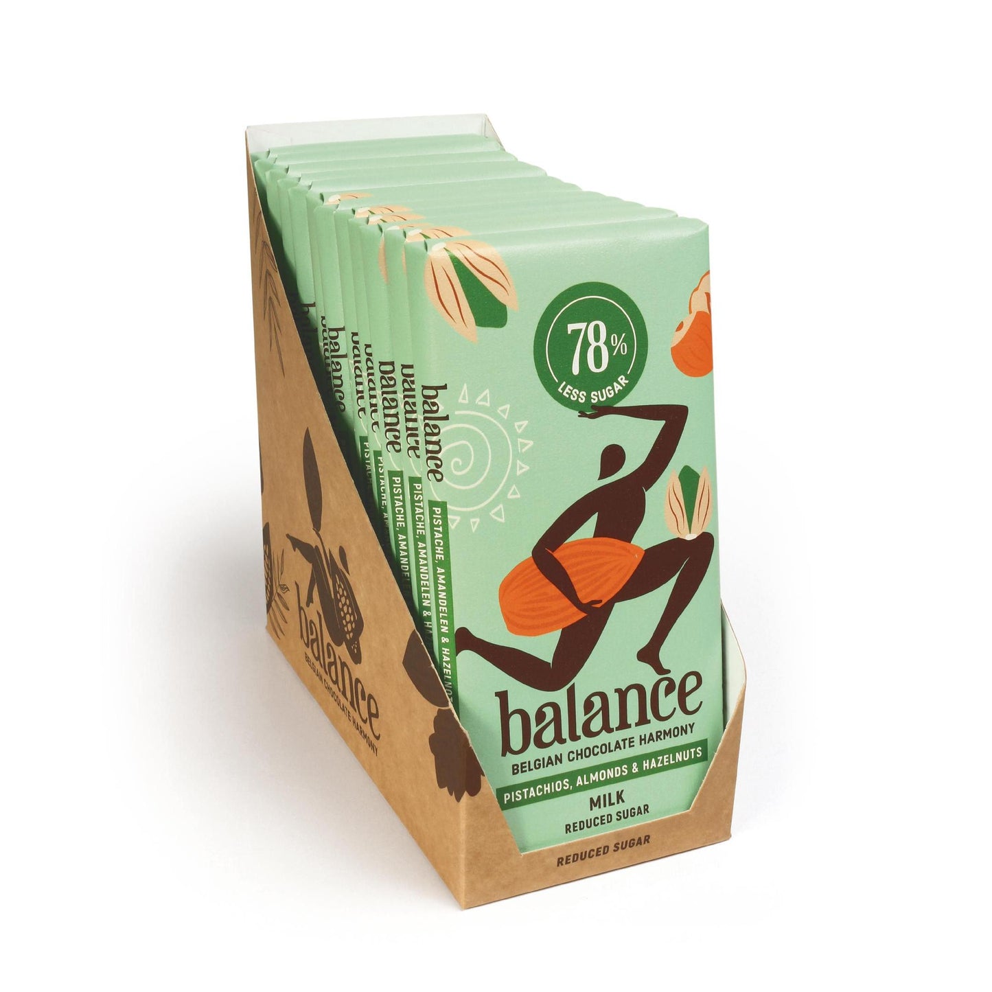 Belgische Schokolade mit 78% - 99% weniger Zucker 12 x 100g Tafel von Balance