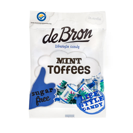 Zuckerfreie Mint Toffees 90g Beutel von De Bron