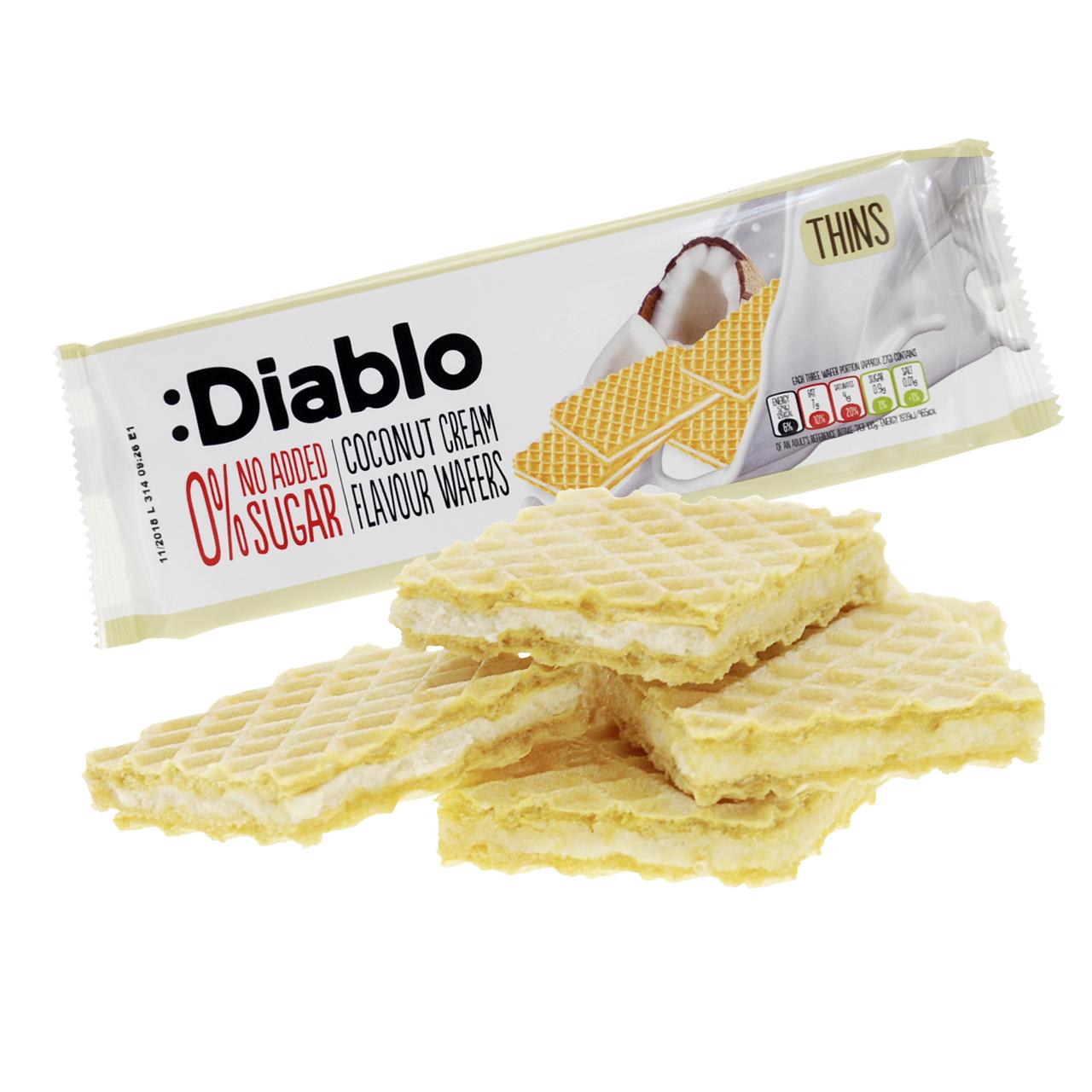 Coconut Cream Flavour Wafers Thins ohne Zuckerzusatz 160g von Diablo