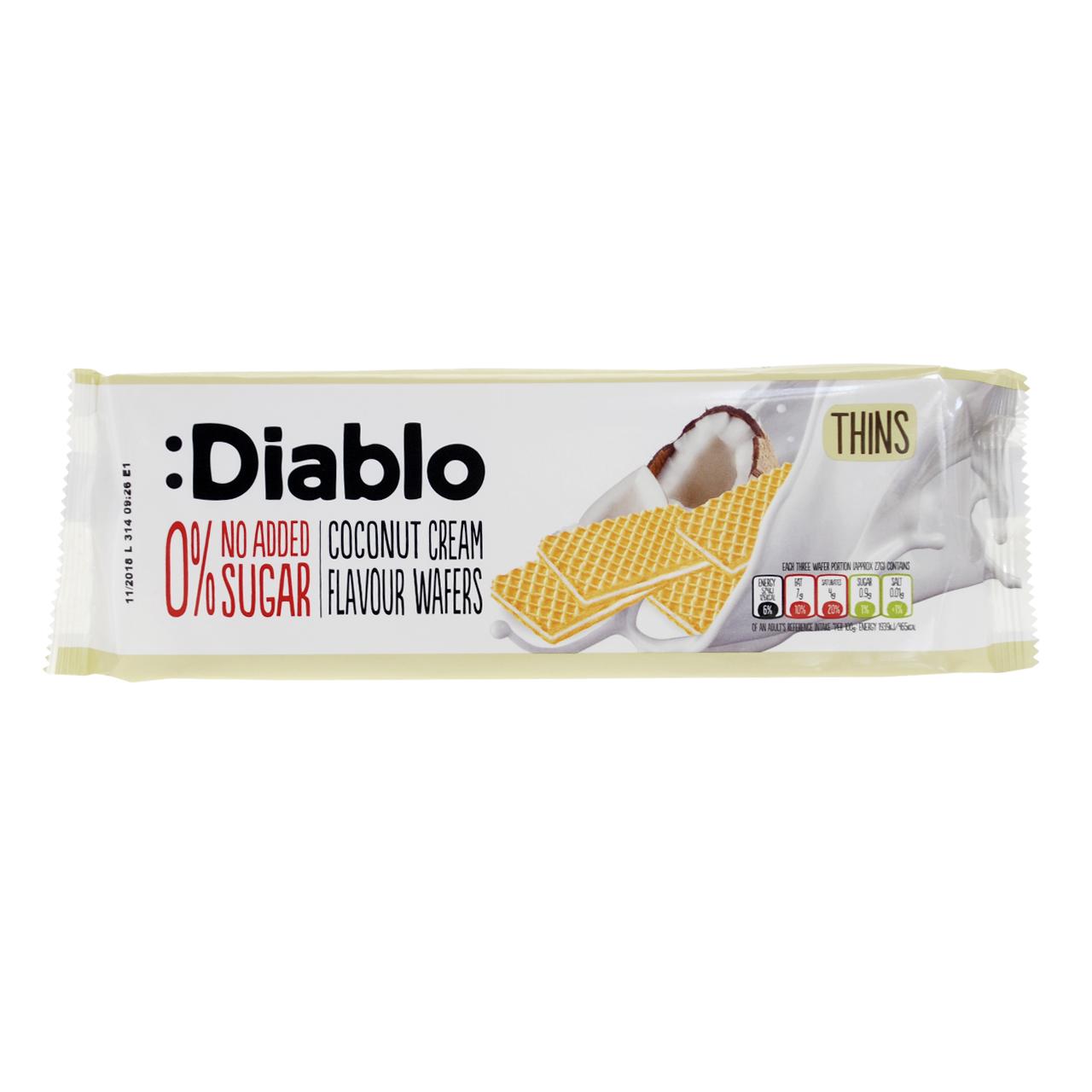 Coconut Cream Flavour Wafers Thins ohne Zuckerzusatz 160g von Diablo