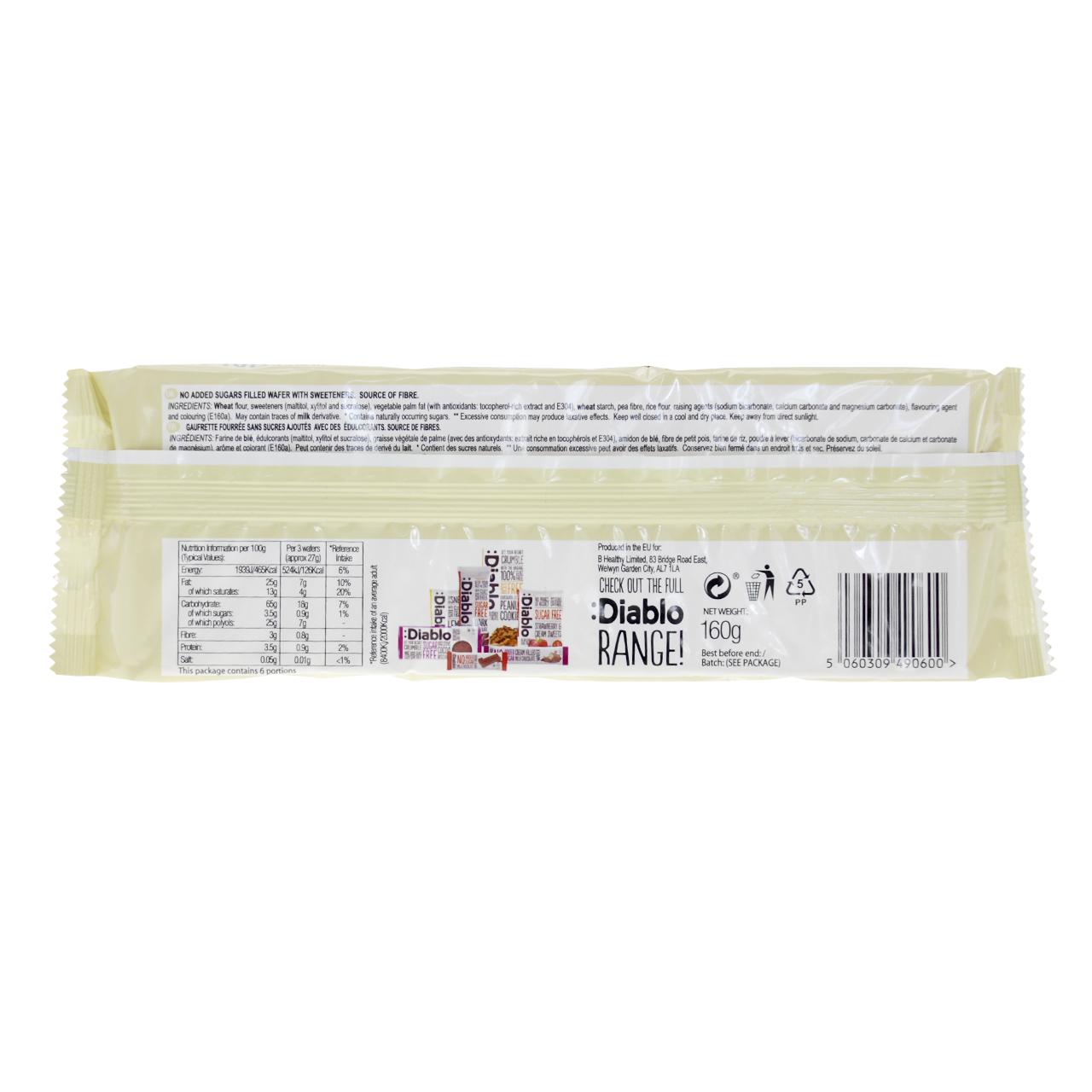 Coconut Cream Flavour Wafers Thins ohne Zuckerzusatz 160g von Diablo