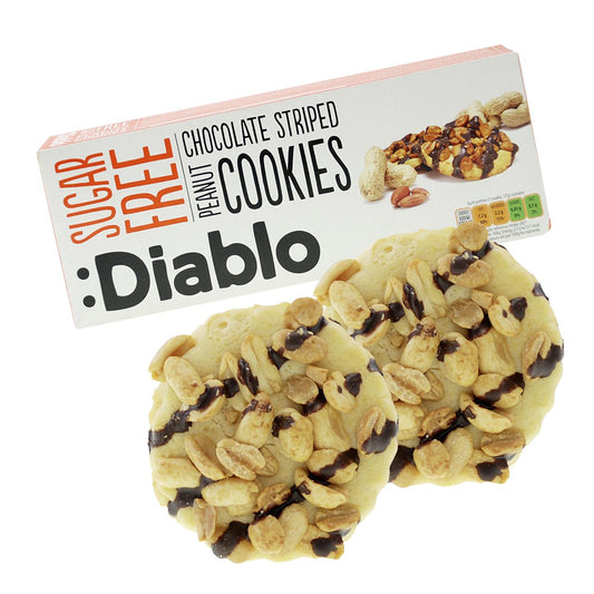 Cookies ohne Zuckerzusatz 150g Chocolate Striped Peanut Cookies von Diablo
