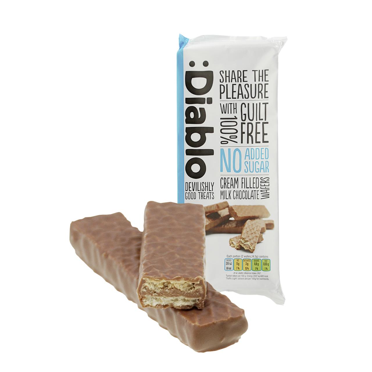 Cream Filled Milk Chocolate Wafer ohne Zuckerzusatz 150g von Diablo