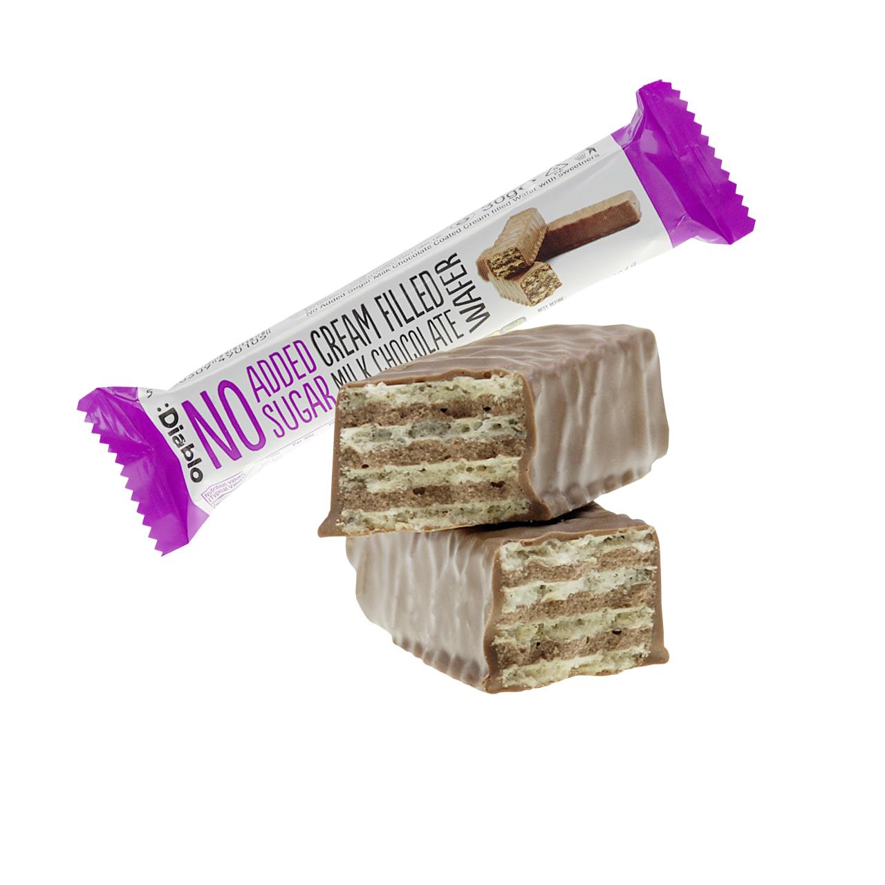 Cream Filled Milk Chocolate Wafer ohne Zuckerzusatz 30g von Diablo