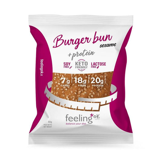 Burger Bun Burgernbrötchen Start 1 (25% Protein) 80g von Feeling OK