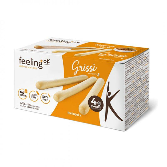 Protein Grissino Brotstangen Optimize 2 (21% Protein) 3 x 50g von Feeling OK