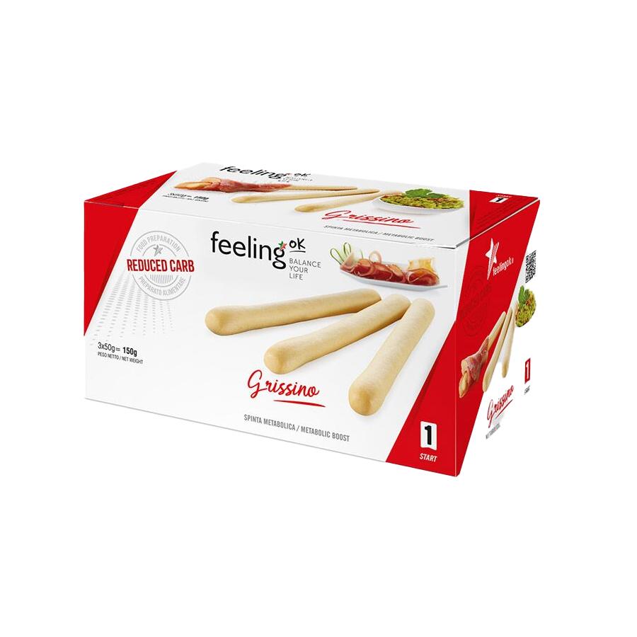 Protein Grissino Brotstangen Start 1 (38% Protein) 3 x 50g von Feeling OK