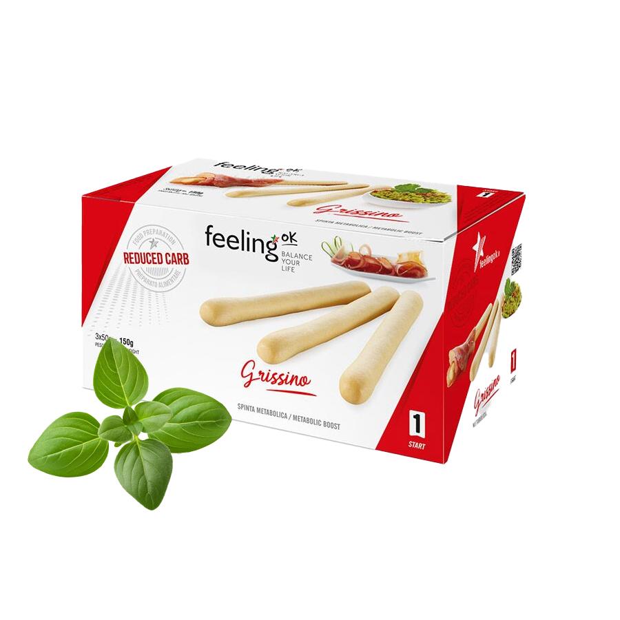 Protein Grissino Brotstangen Start 1 (38% Protein) 3 x 50g von Feeling OK