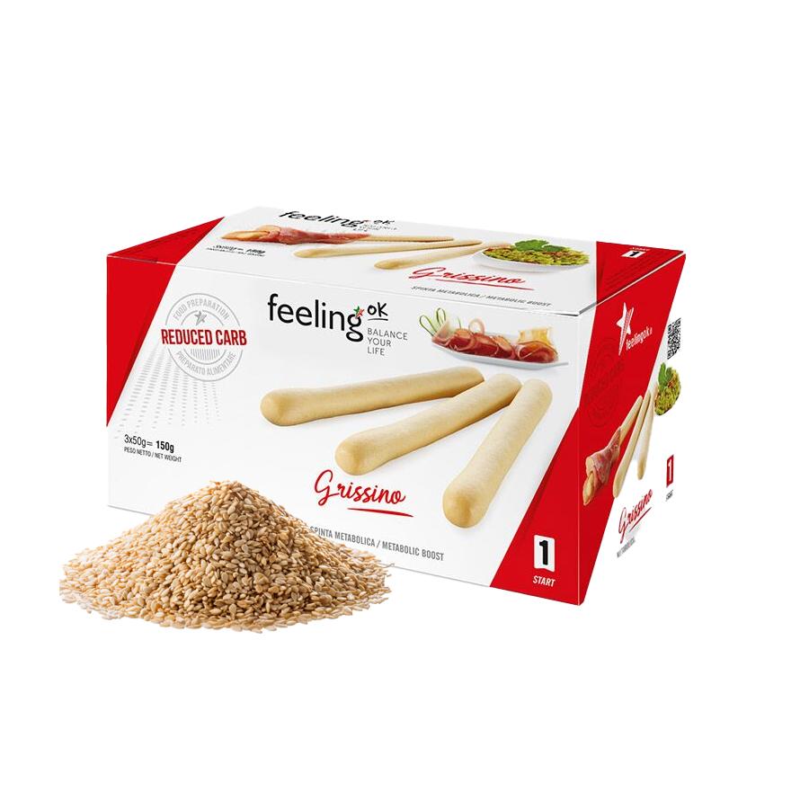 Protein Grissino Brotstangen Start 1 (38% Protein) 3 x 50g von Feeling OK