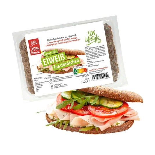 Fertige Eiweiß Toastbrötchen Lower Carb 260g MHD 14.04.2025 von LCW