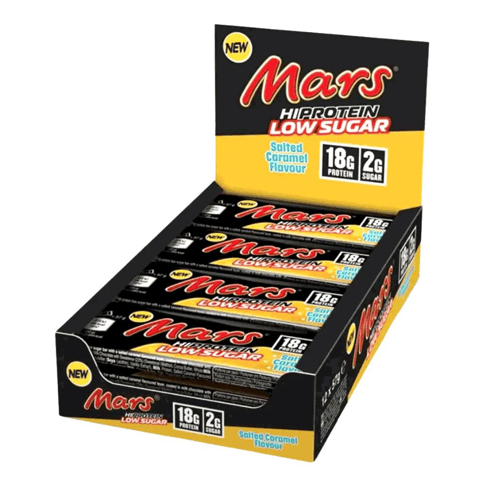 Hi Protein Low Sugar Bar 12 x 57g Salted Caramel MHD 14.08.2026 von Mars