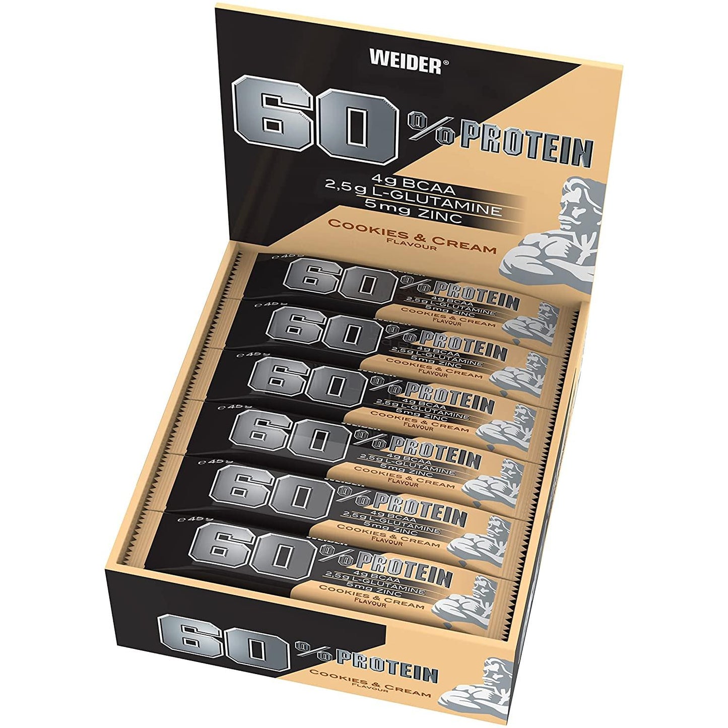 60% Protein Bar 24 x 45g Riegel von Weider