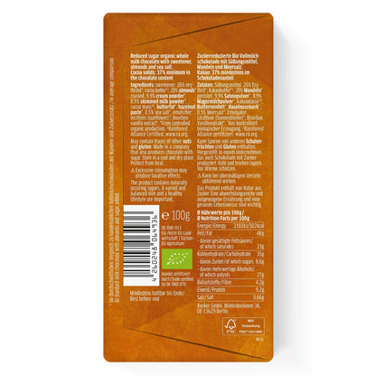 Bio Erythrit - Schokolade (Organic) 100g Tafel Mandel Meersalz von Xucker