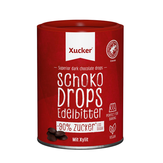 Edelbitter Schokodrops mit Xylit 200g Dose von Xucker