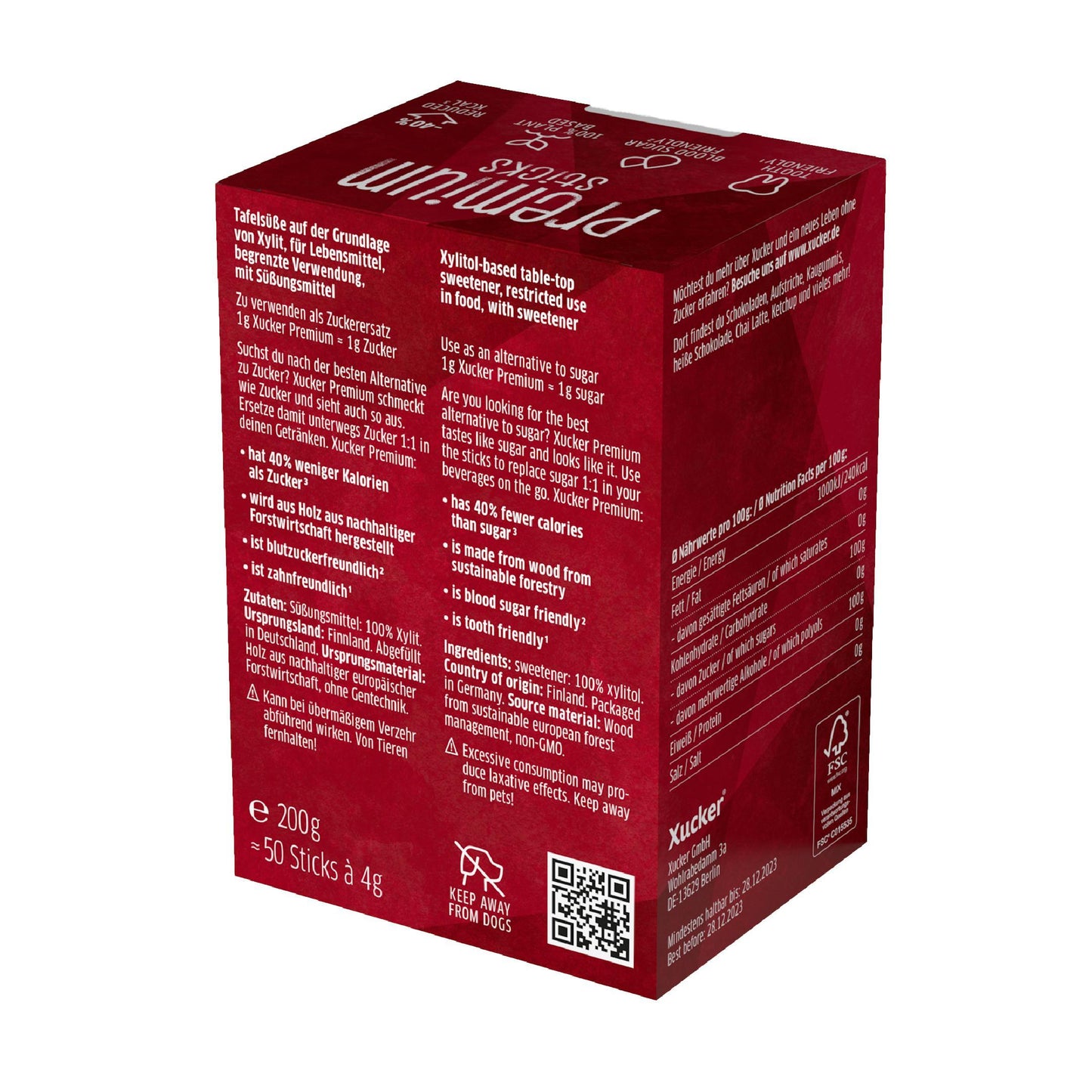 Premium Xylit Sticks (finnisch) 50 x 4g = 200g Karton von Xucker