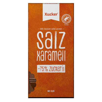 Xylit - Schokolade (38% Kakao) 80g Tafel Vollmilch Salz-Karamell von Xucker