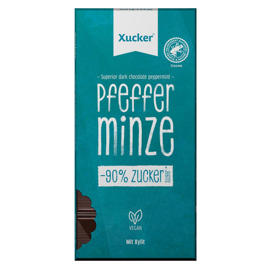 Xylit - Schokolade (75% Kakao) 80g Tafel Edelbitter Pfefferminze von Xucker